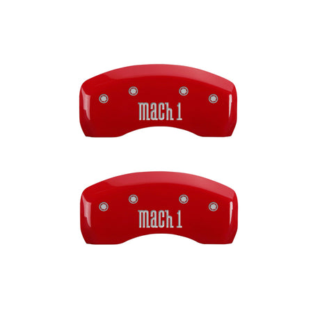 MGP 4 Caliper Covers Engraved Front & Rear Mach 1 Red finish silver ch