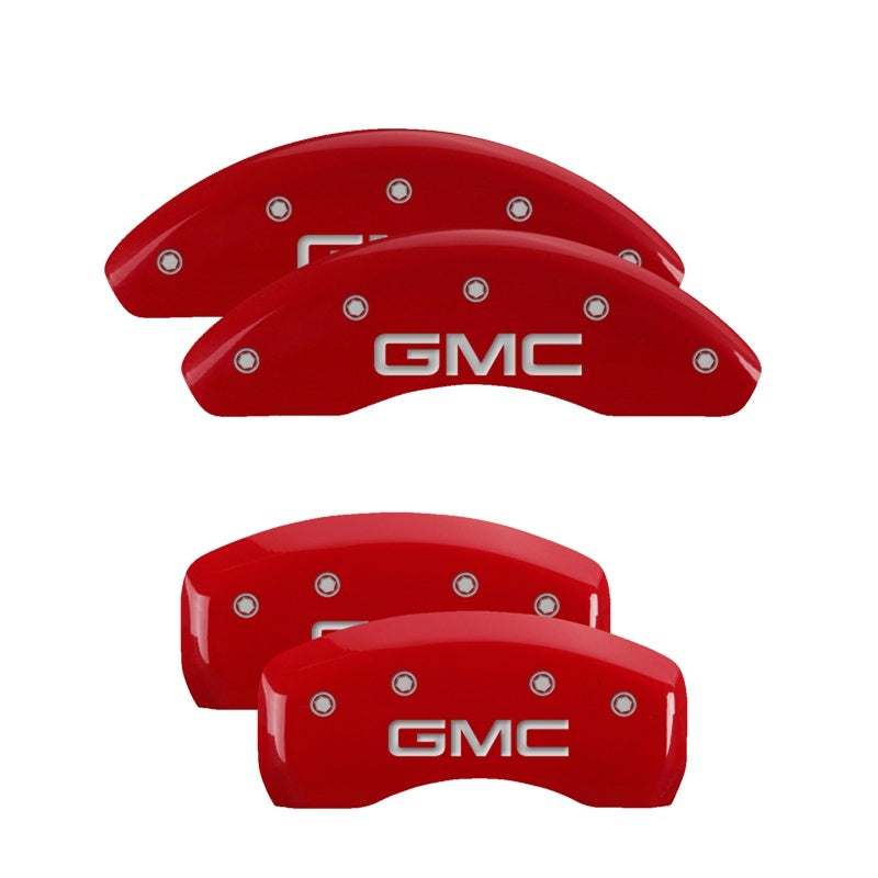 MGP 4 Caliper Covers Engraved Front & Rear Style 2/Chrysler Wing Red finish silver ch