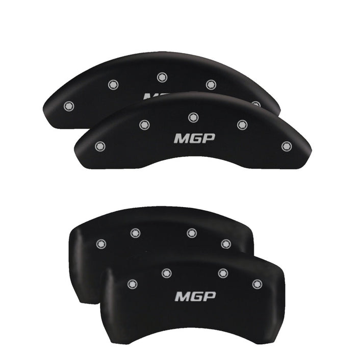 MGP 4 Caliper Covers Engraved Front & Rear Style 1/Chrysler Wing Black finish silver ch