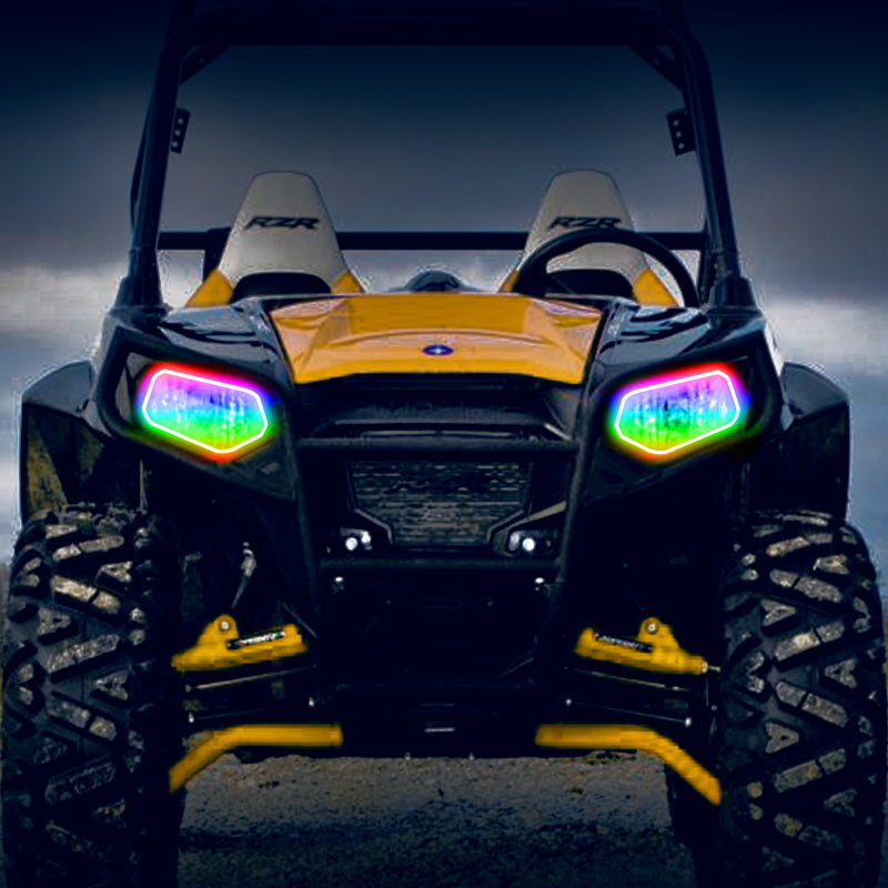Oracle 08-19 Polaris RZR 570/800/900 Dynamic RGB+W Headlight Halo Kit - - Dynamic