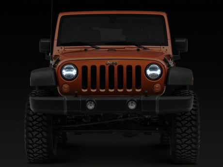 Raxiom07-18 Jeep Wrangler JK LED Halo Projector Headlights- Chrome Housing (Clear Lens)