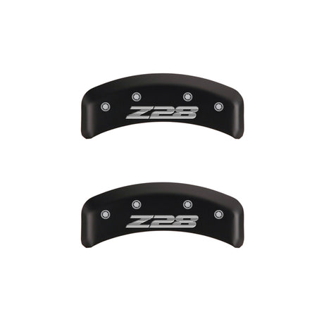 MGP 4 Caliper Covers Engraved Front Gen 4/Camaro Engraved Rear Gen 4/Z28 Red finish silver ch