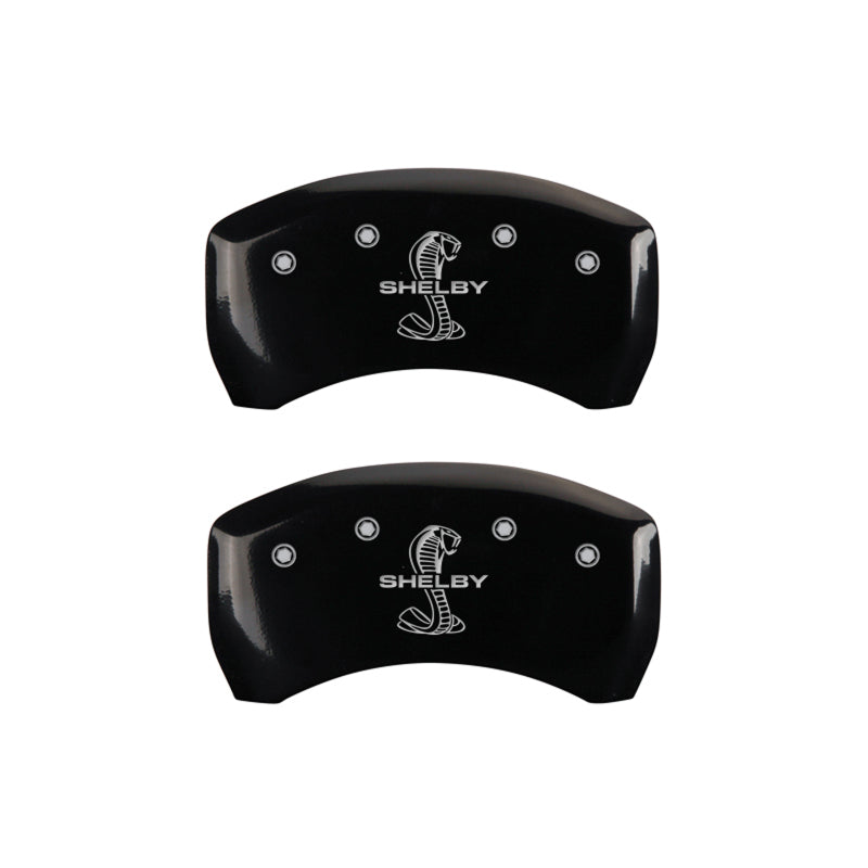 MGP 4 Caliper Covers Engraved Front Shelby Engraved Rear Tiffany Snake Black finish silver ch