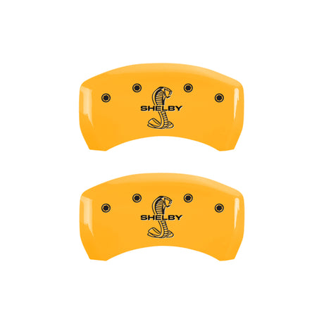 MGP 4 Caliper Covers Engraved Front Shelby Rear Snake Yellow Finish Black Char 2007 Ford Mustang