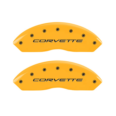 MGP 4 Caliper Covers Engraved Front & Rear C5/Corvette Yellow finish black ch