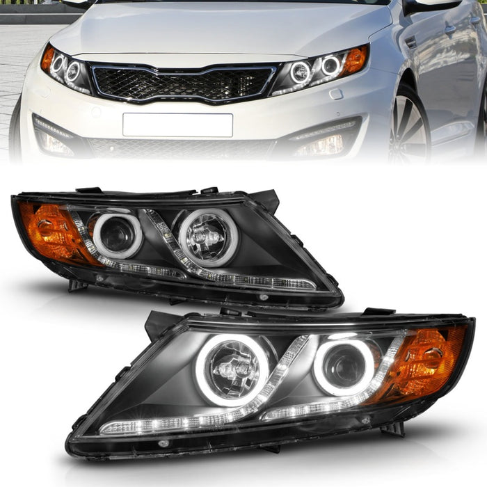 ANZO 2011-2013 Kia Optima Projector Headlights w/ Halo Black (CCFL)