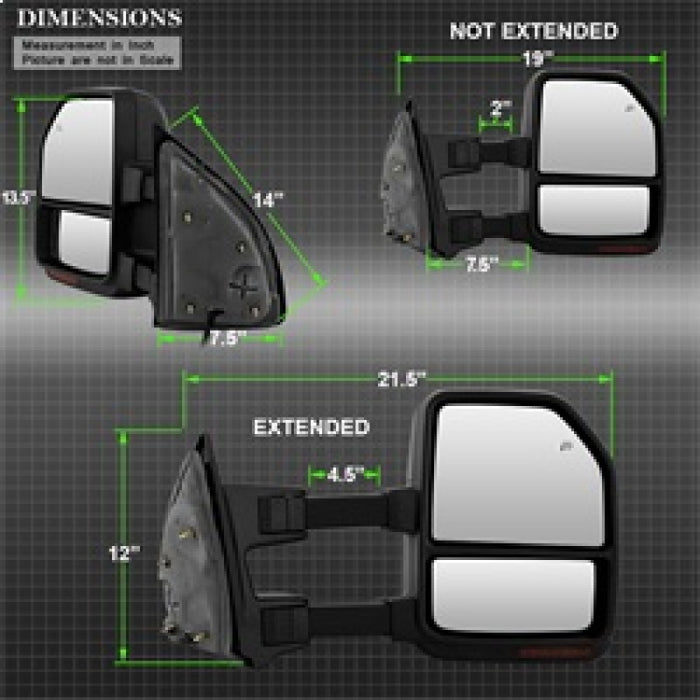 xTune 99-07 Ford SuperDuty Heated LED Telescoping Pwr Mirrors-Smk (Pair) (MIR-FDSD99S-G4-PW-RSM-SET)