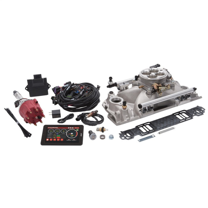 Edelbrock Pro Flo 4 Fuel Injection Kit Seq Port SBC 1986&Earlier 550 Max HP 29 LbHr Injectors Satin