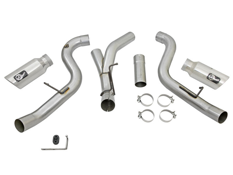 aFe Atlas Exhaust 4in Dual DPF-Back Al Steel w/ Pol Tips 16-17 GM Diesel Truck V8-6.6L (td) LML