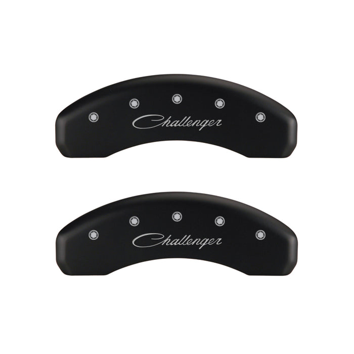 MGP 4 Caliper Covers Engraved Front & Rear Cursive/Challenger Red finish silver ch