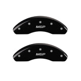 MGP 4 Caliper Covers Engraved Front & Rear MGP Black Finish Silver Char 2014 Chevrolet Express 2500