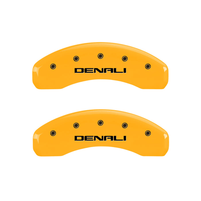 MGP 4 Caliper Covers Engraved Front & Rear Denali Yellow Finish Black Char 2009 GMC Savana 1500