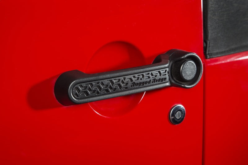 Rugged Ridge Elite Dr Hndle Inserts Black Tread 2Dr 07-18 Jeep Wrangler JK