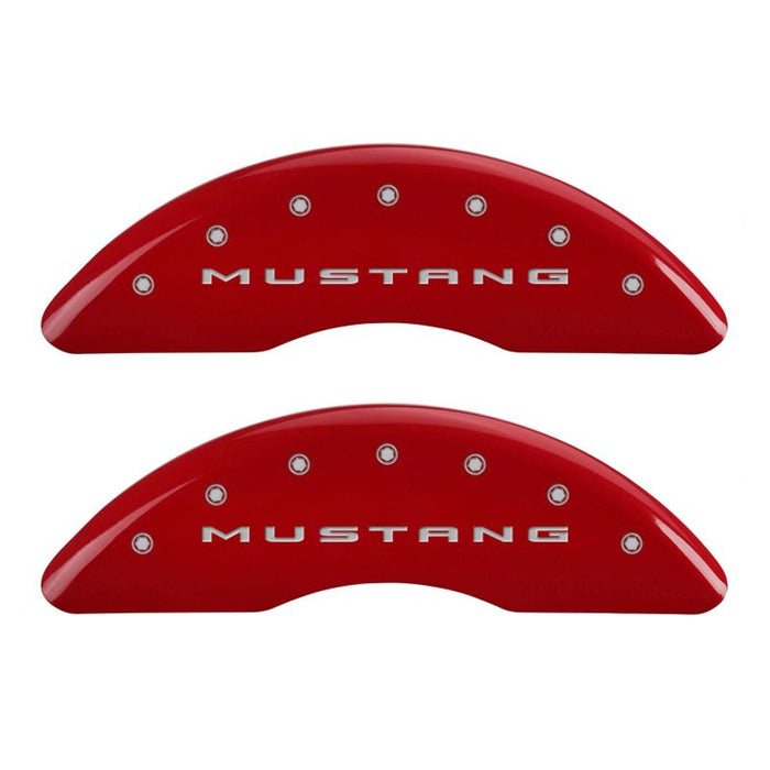 MGP 4 Caliper Covers Engraved Front 2015/Mustang Engraved Rear 2015/37 Red finish silver ch