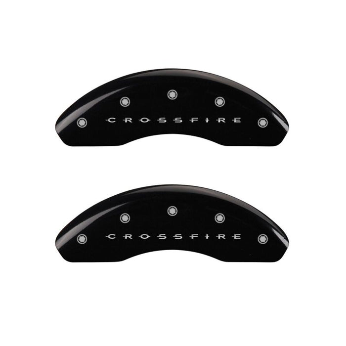 MGP 4 Caliper Covers Engraved Front & Rear Crossfire Black finish silver ch