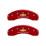 MGP 4 Caliper Covers Engraved Front & Rear Chevy Racing Red Finish Silver Char 2016 Chevrolet Camaro