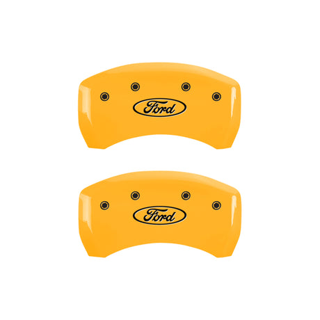 MGP 4 Caliper Covers Engraved Front & Rear Oval logo/Ford Yellow finish black ch