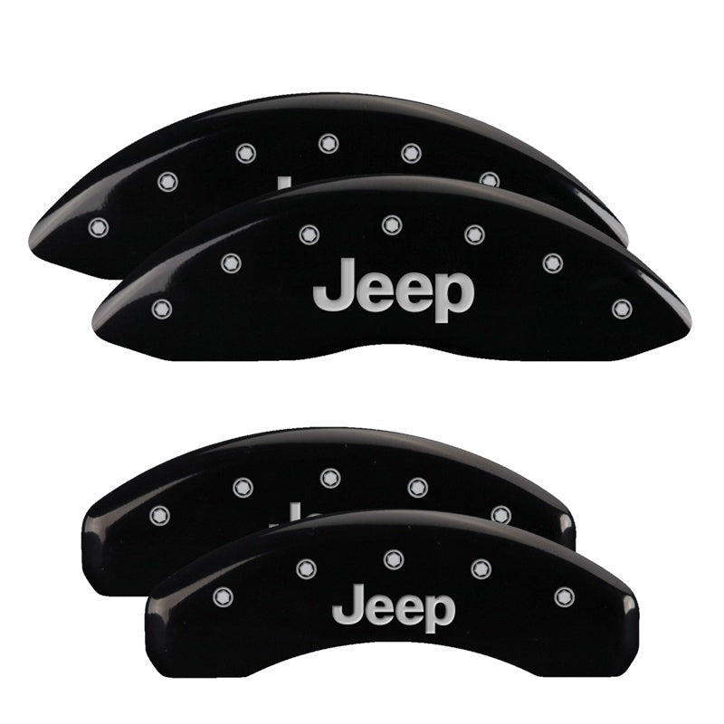 MGP 4 Caliper Covers Engraved Front & Rear JEEP Black finish silver ch