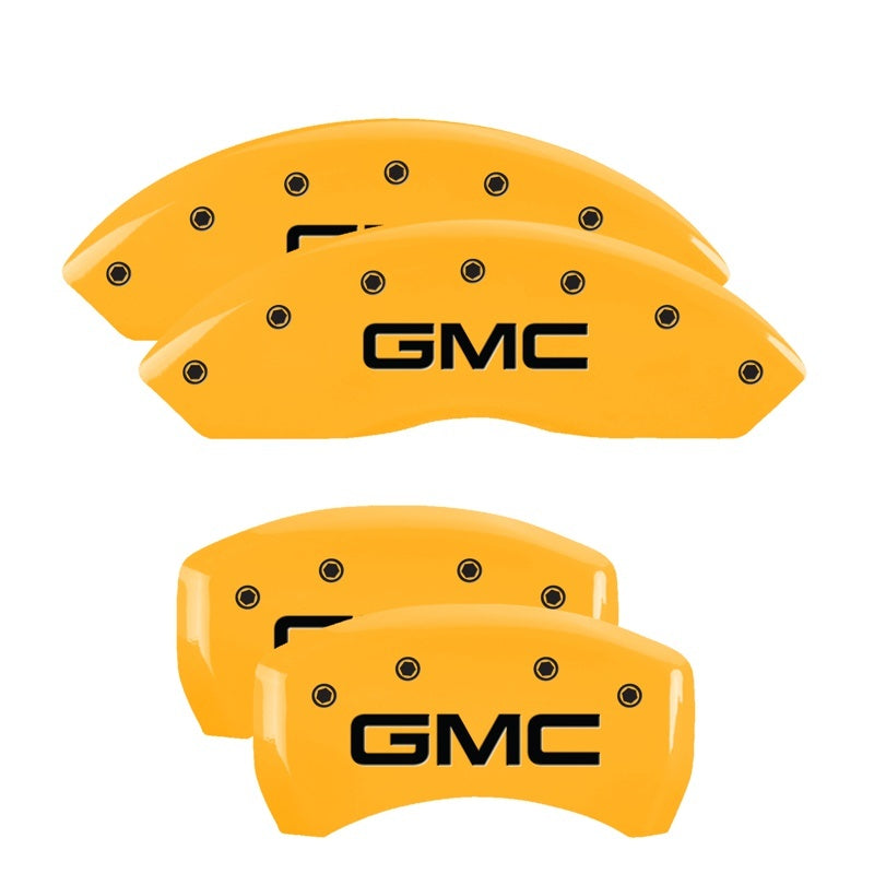 MGP 4 Caliper Covers Engraved Front & Rear GMC Yellow finish black ch