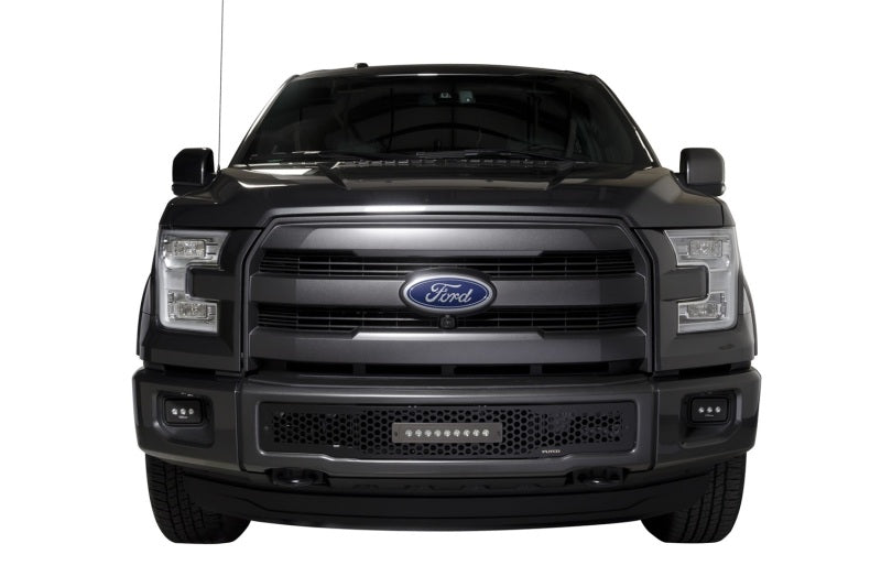 Putco 15-17 Ford F-150 - SS Black Punch Design w/ 10in Luminix Light bar Bumper Grille Inserts