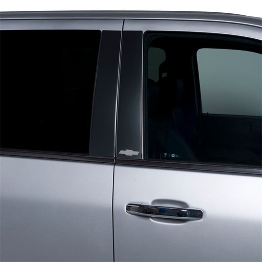 Putco 19-20 Chevy Silv Dbl/Crew Cab - Bow Tie Etching (Black Platinum) Black Platinum Pillar Posts