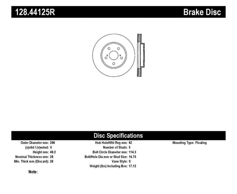 StopTech 02 Lexus ES250/300/330/350/06-12 IS250/300/350 Drilled Right Front Rotor