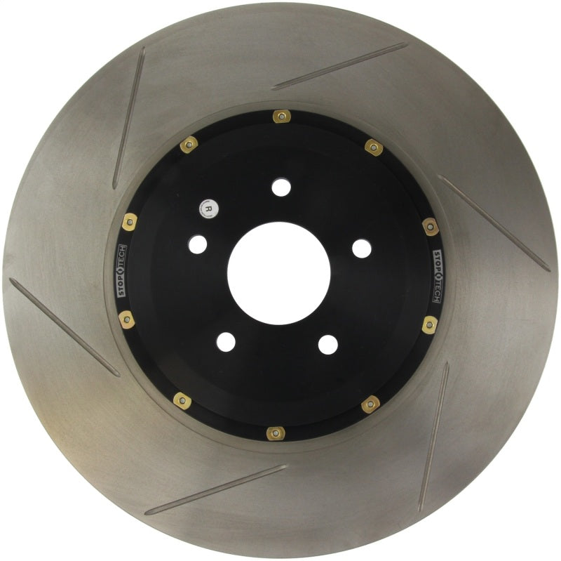 StopTech 09-11 Nissan GT-R Front Right Slotted Bare Iron 380x34mm AeroRotor Kit