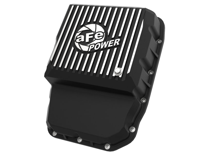 aFe Transmission Pan (Black w/ Machined Fins) 13-19 Dodge Diesel Trucks L6-6.7L (td)