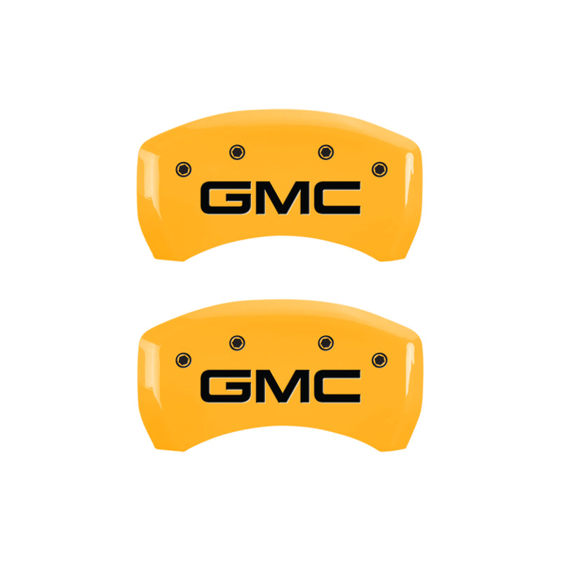 MGP 4 Caliper Covers Engraved Front & Rear GMC Yellow Finish Black Char 2019 GMC Arcadia