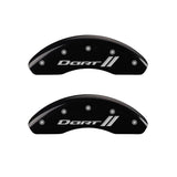 MGP 4 Caliper Covers Engraved Front & Rear With stripes/Dart Black finish silver ch