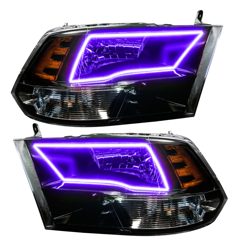 Oracle 09-17 RAM 1500 TRX Quad Pre-Assembled Headlights Blk Housing - w/ BC1 Cntrl