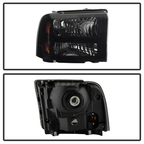 xTune Ford F250/350/450 Super Duty 05-07 Crystal Headlights Black Smoked HD-JH-FS05-AM-BSM