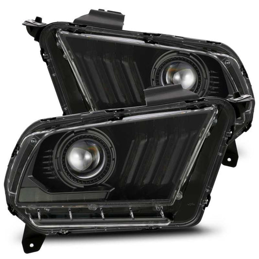 AlphaRex 10-12 Ford Mustang LUXX LED Proj Headlights Plank Style Alpha Blk w/Activ Light/Seq Signal