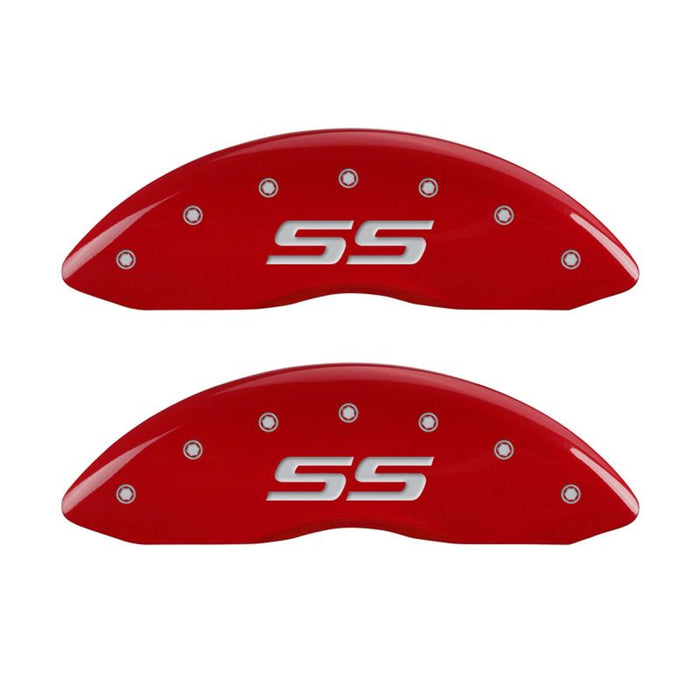 MGP 4 Caliper Covers Engraved Front & Rear Monte Carlo style/SS Red finish silver ch