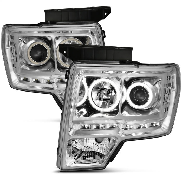 ANZO 2009-2014 Ford F-150 Projector Headlights w/ Halo Chrome (CCFL) G2