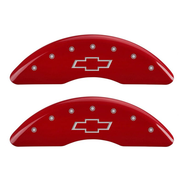 MGP 4 Caliper Covers Engraved Front & Rear Bowtie Red finish silver ch