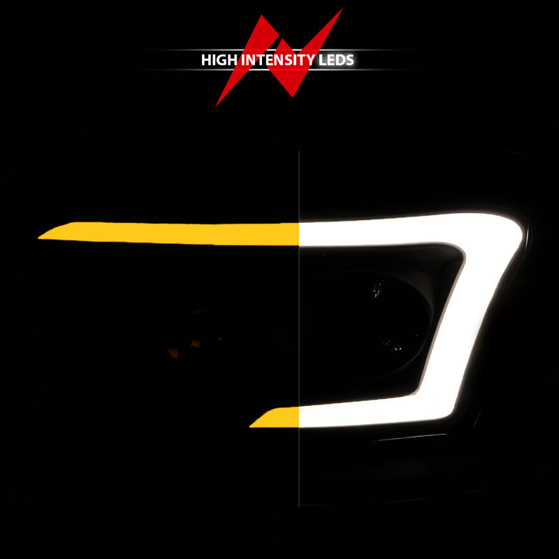 ANZO 06-09 Dodge RAM 1500/2500/3500 Headlights Black Housing/Clear Lens (w/Switchback Light Bars)