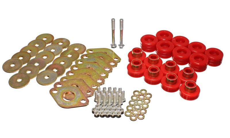 Energy Suspension Body Mount Set W/Hardware - Red