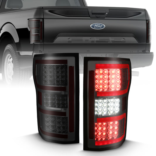 ANZO 2018-2019 Ford F-150 LED Taillight Smoke (Red Light Bar) (w/ Sequential)