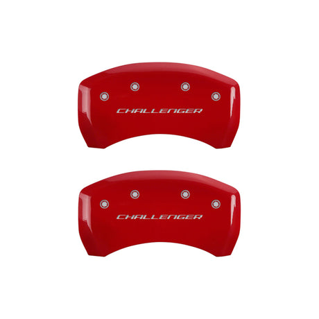 MGP 4 Caliper Covers Engraved Front & Rear Block/Challenger Red finish silver ch