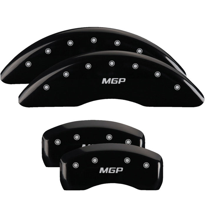 MGP 4 Caliper Covers Engraved Front JEEP Engraved Rear JEEP Grill logo Black finish silver ch