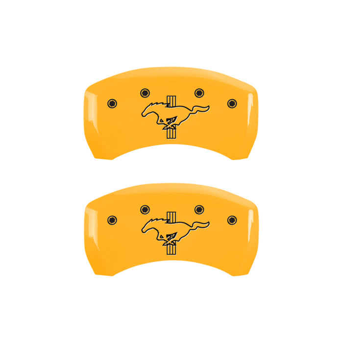 MGP 4 Caliper Covers Engraved Front 2015/Mustang Engraved Rear 2015/Bar & Pony Yellow fnsh black ch