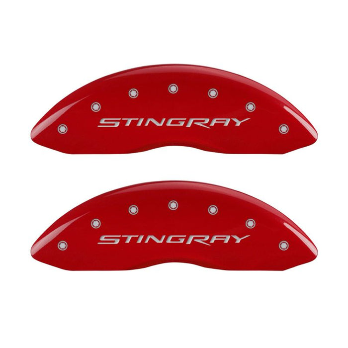 MGP 4 Caliper Covers Engraved Front & Rear Stingray Red finish silver ch