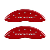 MGP 4 Caliper Covers Engraved Front Gen 5/Camaro Engraved Rear Gen 5/RS Red finish silver ch