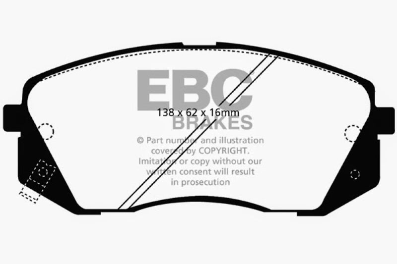 EBC 15+ Hyundai Sonata 1.6 Turbo (Elec Park Brake) Greenstuff Front Brake Pads