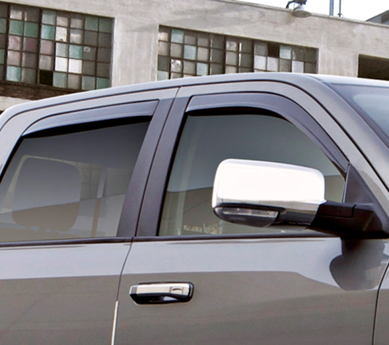 AVS 09-18 Dodge RAM 1500 Quad Cab Ventvisor Low Profile In-Channel Deflectors 4pc - Smoke