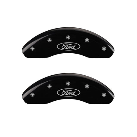 MGP Front set 2 Caliper Covers Engraved Front Oval logo/Ford Black finish silver ch