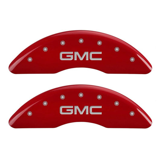 MGP 4 Caliper Covers Engraved Front & Rear GMC Red finish silver ch