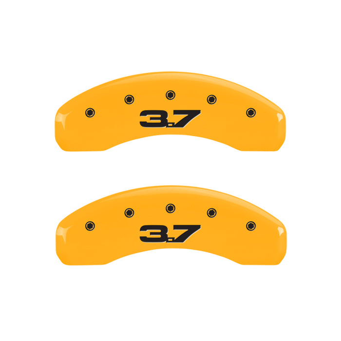 MGP 4 Caliper Covers Engraved Front 2015/Mustang Engraved Rear 2015/37 Yellow finish black ch