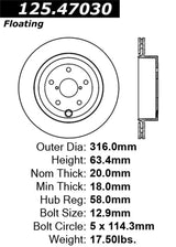 Stoptech 08-10 Subaru Impreza WRX STi Rear Premium High-Carbon CRYO Rotor